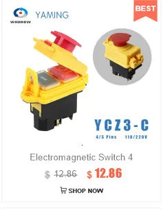 YCZ2 Electromagnetic Switch 4/5 Pin 110V/220V Momentary(Reset) On Off Red/green Push Button Emergency Stop Replace KJD17