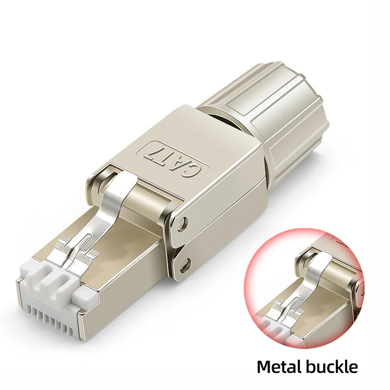 Tool Free Metal RJ45 Connector Toolless Reusable 23AWG to 26AWG Cable Internet Plug Easy Installation Tool-Free Termination Plug