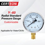 Y-60 Pressure Gauge Manometer Mechanical Dial Analog Bourdon Tube Industrial Hydraulic Water Pressure Meter