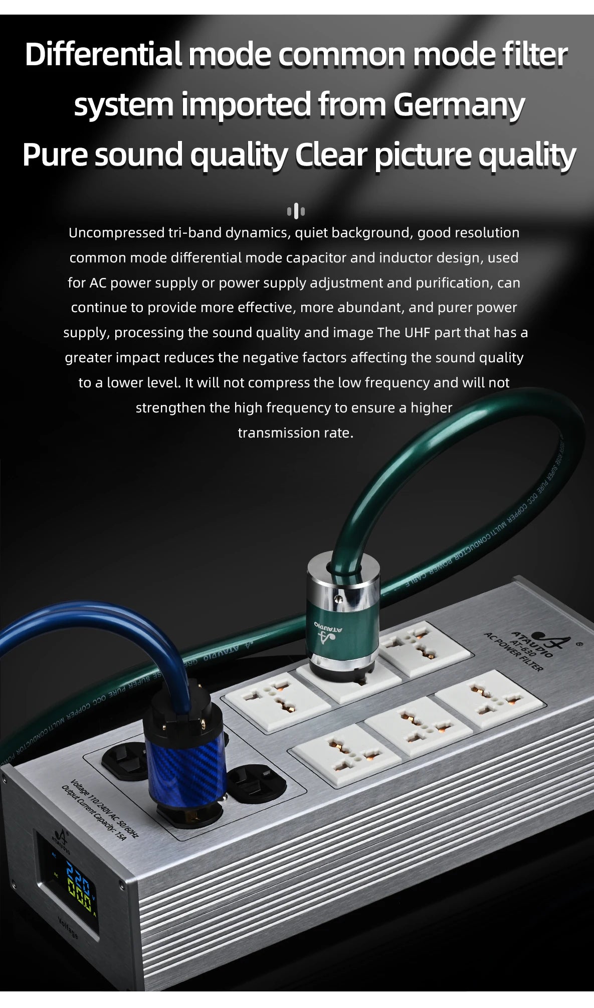 HiFi Power Filter HiFi Lightning Protection Anti-interference PA Audio Power Purifier 220V Dedicated Power Strip