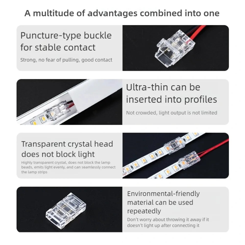 SMD Crystal Joint 2 3 4 5Pin LED Wire Connectors Solderless For 5mm 8mm 10mm Quick Terminal Block Strip Light Wire Connection