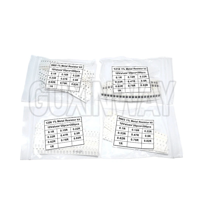 200pcs 660pcs 720pcs 4000pcs 0402 0603 0805 1206 1210 2512 1% 5% SMD Resistor Kit 10K 100K 1K 1R 100R 220R
