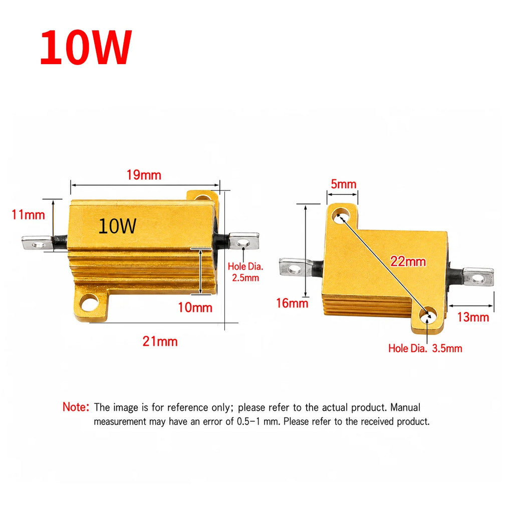 10PCS RX24 Aluminum Case Power Resistor 5W 10W 25W 50W 100W 0.1R-10KΩ High Power Wirewound Resistor Heat Sink