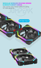 JUMPEAK CS120 ARGB Cooling Fan 360mm 240mm Modular Stackable Splicing Silent 120mm RGB Fans Kit For Gaming PC Case Water Cooler