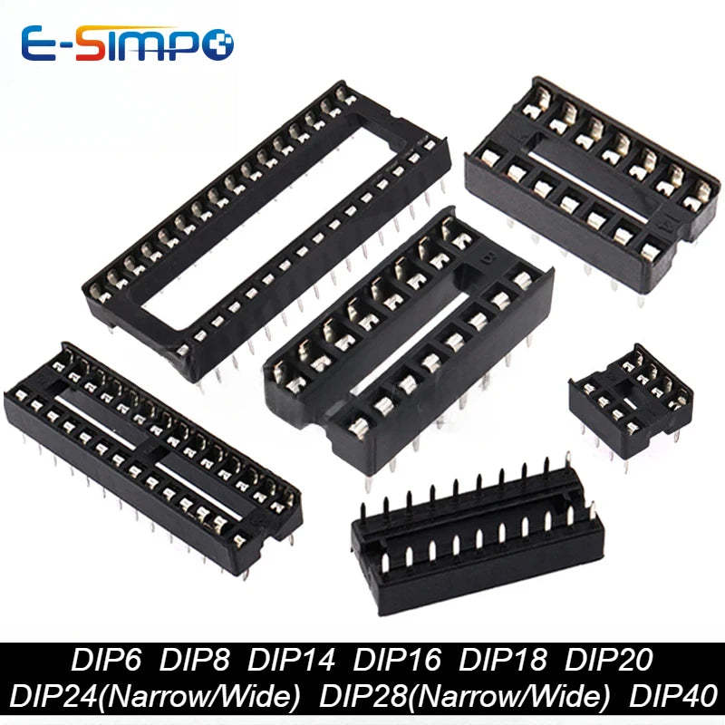 10PC 2.54mm IC Socket DIP6 DIP8 DIP14 DIP16 DIP18 DIP20 DIP28 DIP40 Pin Connector 8 14 16 18 20 24 28 40Pin DIP Socket Chip Base