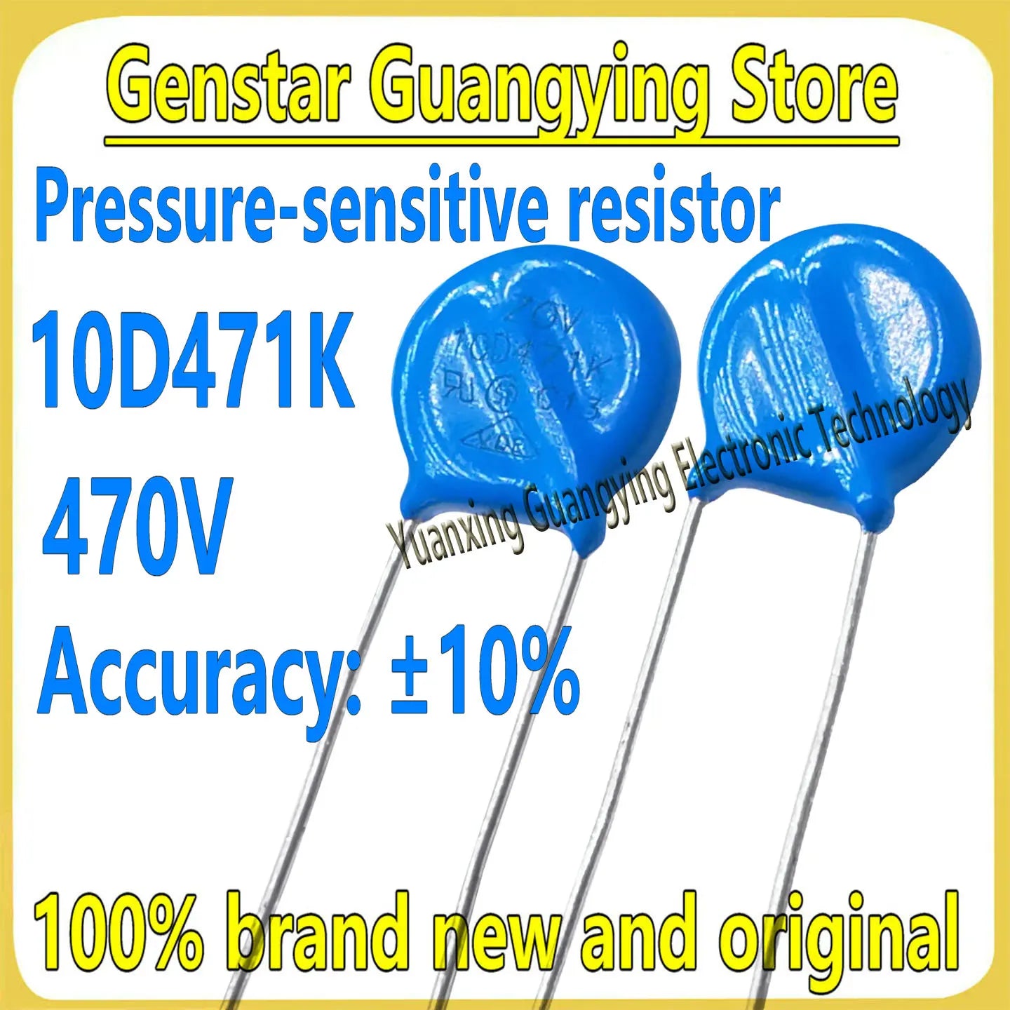 (10 pieces) Varistors 10D471K 10D-471K 470V, tolerance ±10%, 8mm pitch, blue, 100% brand new