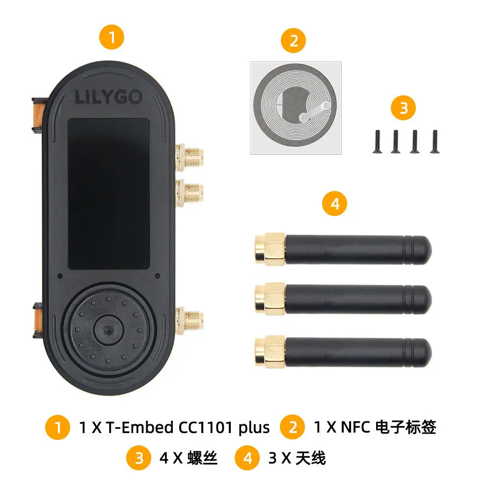 T-Embed CC1101 Plus Multi-Function Board ESP32-S3 Core Sub-1GHz/2.4GHz Dual-Band Communication 1.9-inch LCD+NFC+IR Remote