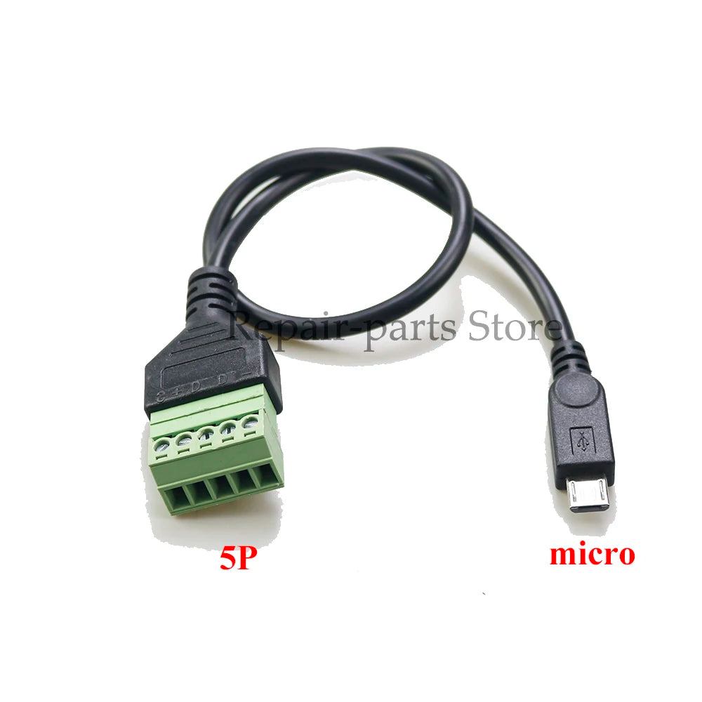 USB 2.0 Female B Micro USB Mini USB Type-C Male to 5 Pin Female Bolt Screw Connector with Shield Terminal Plug Adapter Cable 1ft