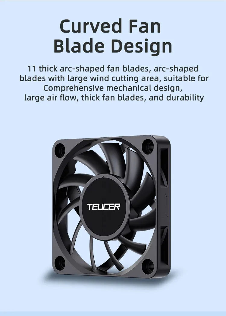 TEUCER UT-60 Slim 60mm PC Case Fan 3500RPM High Airflow CPU Cooler 6/7CM Ultra-thin Cooling Fan