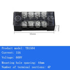 TB15A 25A 45A Copper Wiring Terminal Block 3/4/5/6/8/10/12 Position Electrical Connector Board Current Terminal Strip