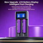 KOSHARE A402 2 Slots LCD Smart Battery Charger For 3.7V 18650 Lithium Rechargeable Batteries Universal With Type-C Port Input