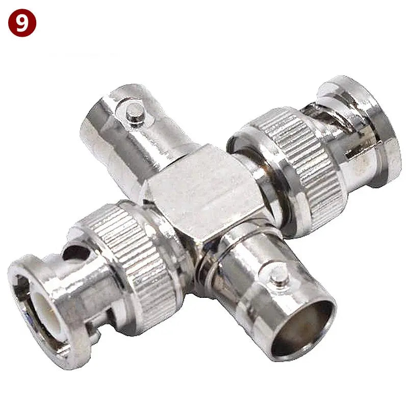 Q9 BNC Male Female Connector Tee Type 3Way Splitter BNC To BNC Male Female 90 Degree Right Angle Brass RF Coaxialc