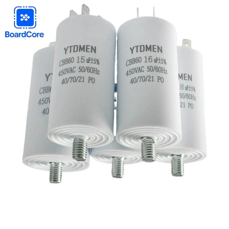 1Pcs CBB60 Starting Capacitor 450V AC 14uF 15uF 16uF 18uF 20uF 25uF Double Insert Screw for Air Compressor Water Pump