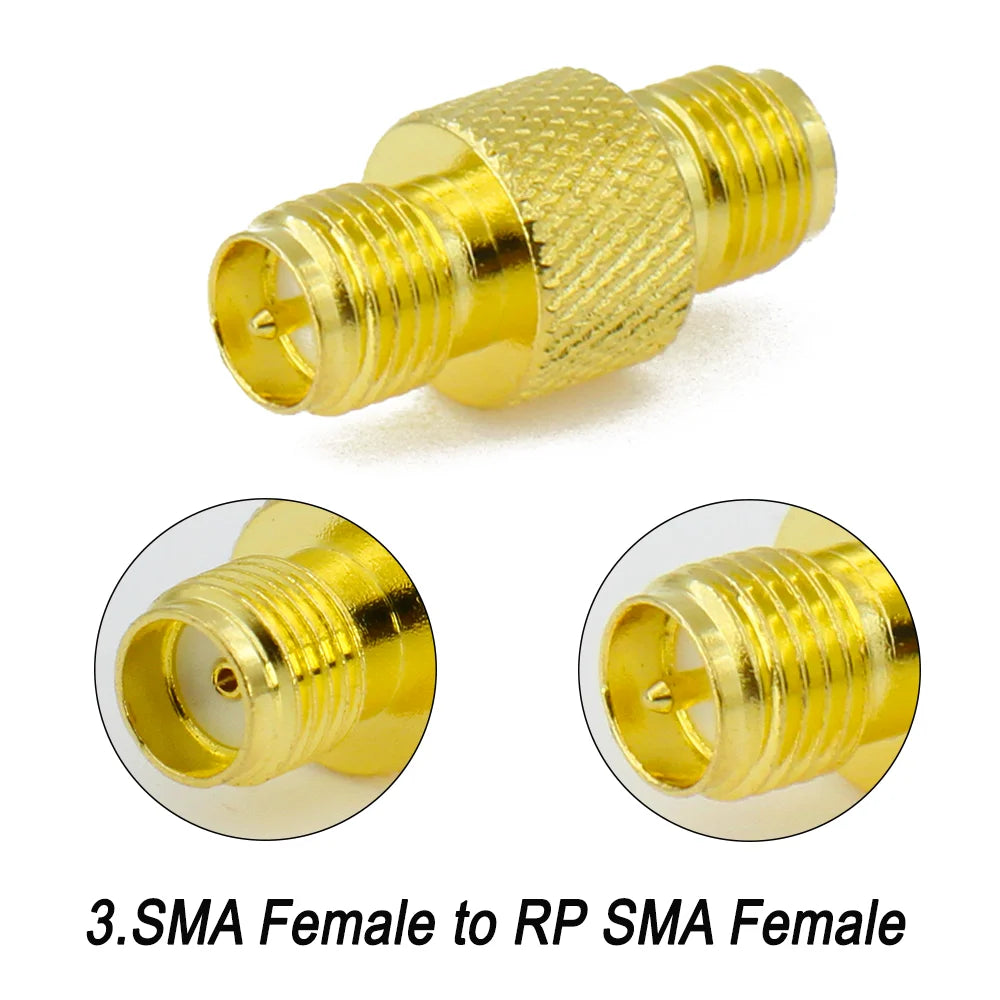 SMA Female to SMA Female RF Adapter RP SMA Female Straight Connector for Wifi Raido Antenna Coaxial Converter Brass