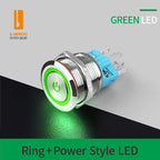 LANBOO 22B2 Economy Metal Pushbutton Switch / 1NO1NC / Momentary or Latching Available. Ring/Power Supply Button
