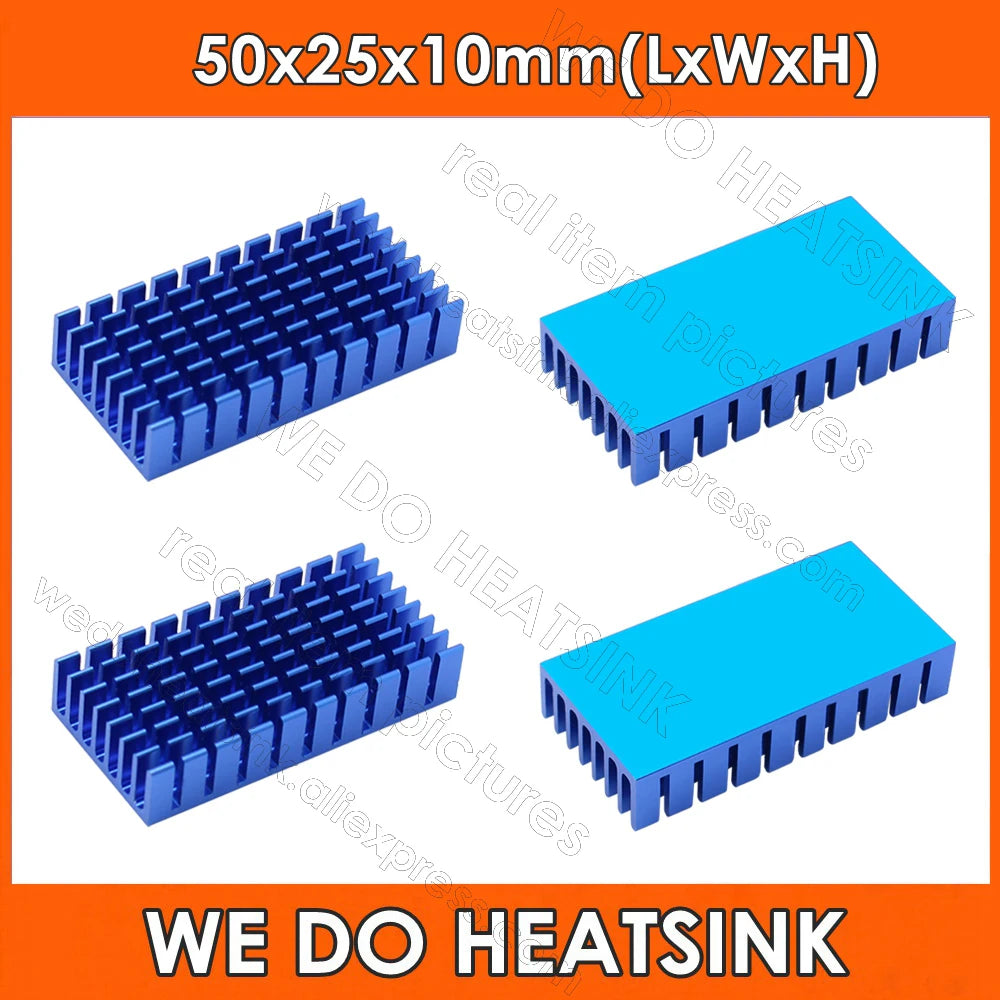 WE DO HEATSINK 50x25x10mm Heatsink Aluminum Black Anodize Heat Sink Cooler With Blue Thermal Pad