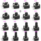 50PCS 4.5X4.5MM 4Pin DIP H=3.5/3.8/4.0/4.3~12mm 12V Tiny Button Tact Switch 260GF Momentary Tactical Push Button Parts Repair