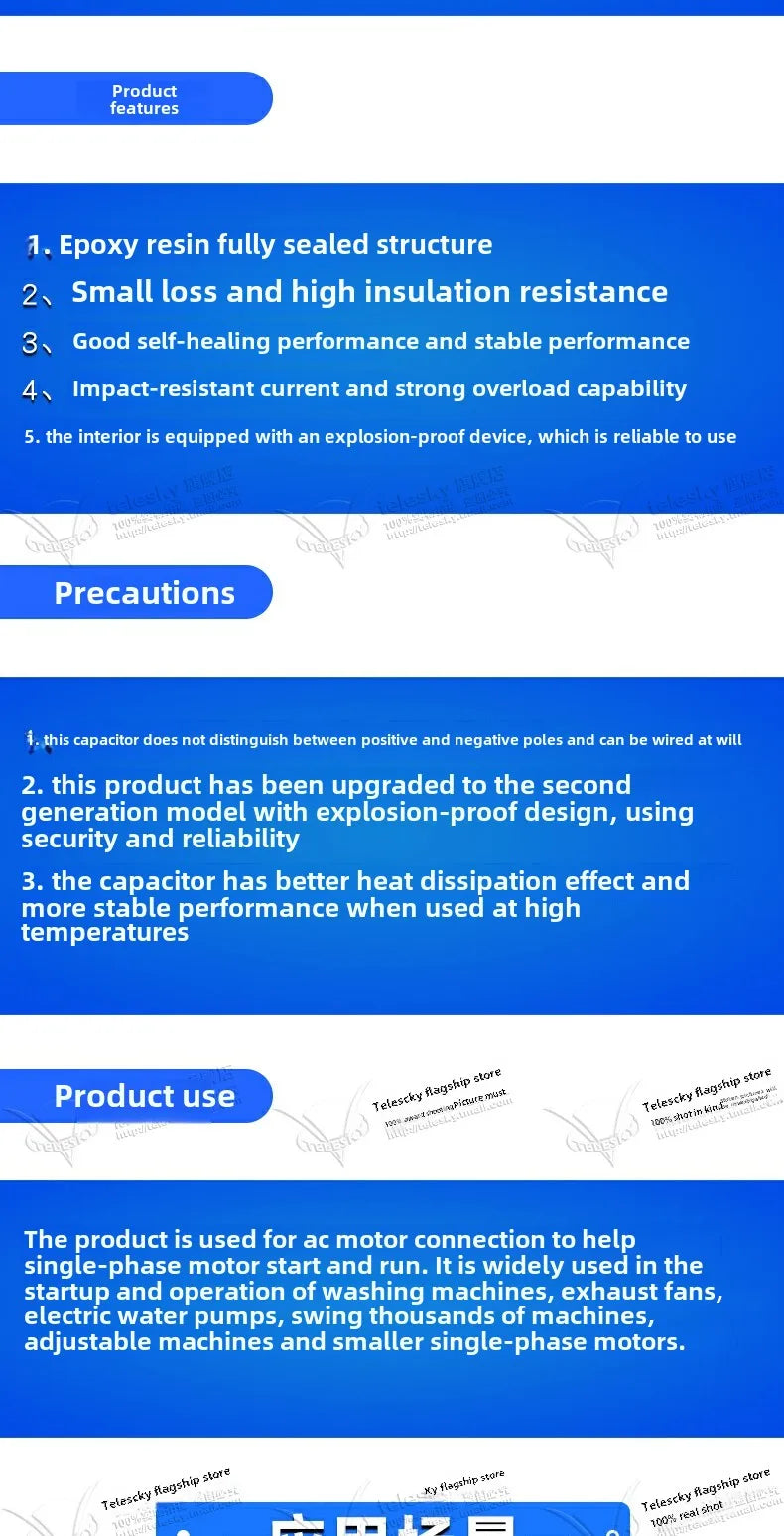 CBB60 Capacitor 450V AC Motor Run Capacitors 3/4/5/6/8/10/12/14/15/16/18/20/30/35/40/50/60/70UF for Washing Machine, Water Pump