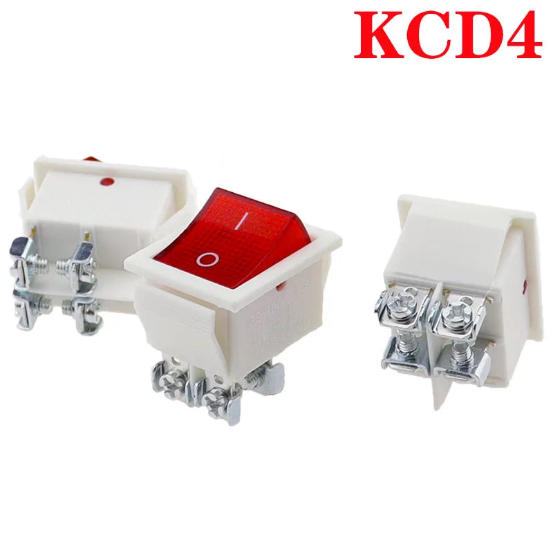 KCD4  22x28mm WHITE Body on off 16A/250V 4 screw pin DPST T85 Auto Boat Marine Toggle Rocker Switch with LED 220V