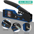 RJ45 RJ11 Crimp Tool Kit Pass Through Cat6 Crimping Tool For Cat5 Cat5e Cat6 8P6P Connector, All-in-one Ethernet Crimper
