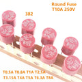 10PCS Round Fuse Slow Blow 500mA 1A 2A 2.5A 3.15A 4A 5A 6.3A 8A 10A 250V 382 Plastic T2A LCD TV Power Board