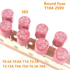 10PCS Round Fuse Slow Blow 500mA 1A 2A 2.5A 3.15A 4A 5A 6.3A 8A 10A 250V 382 Plastic T2A LCD TV Power Board
