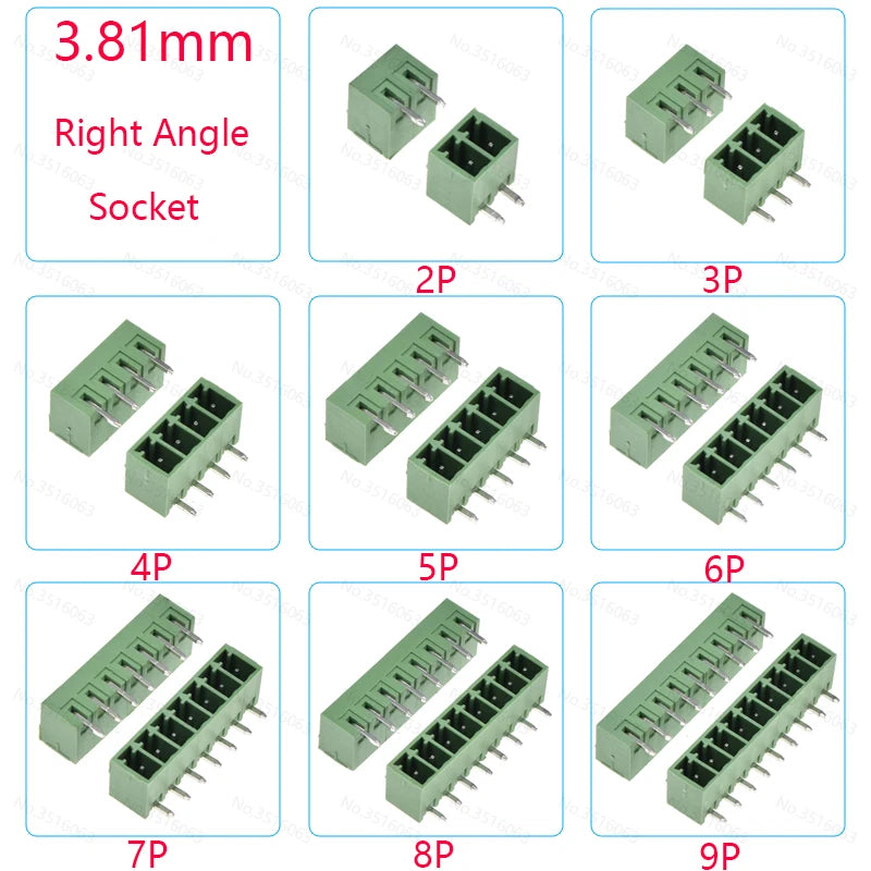 10PCS 2.54/3.81/5.08MM 2EDG 15EDG 2/3/4/5/6/7/8 Pin Screw Terminal Block Connector Pitch Plug+Straight/Curved Needle Pin Socket