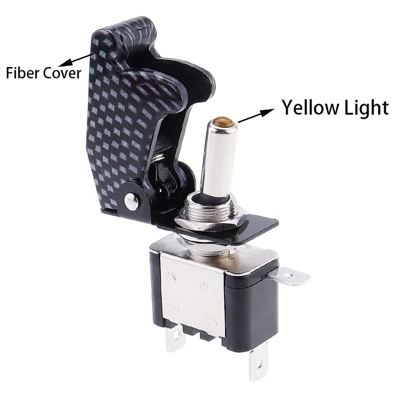 New 20A 12V LED toggle switch Illuminated Toggle Switch Control ON/OFF + Aircraft Missile Style Flip Up Cover XW
