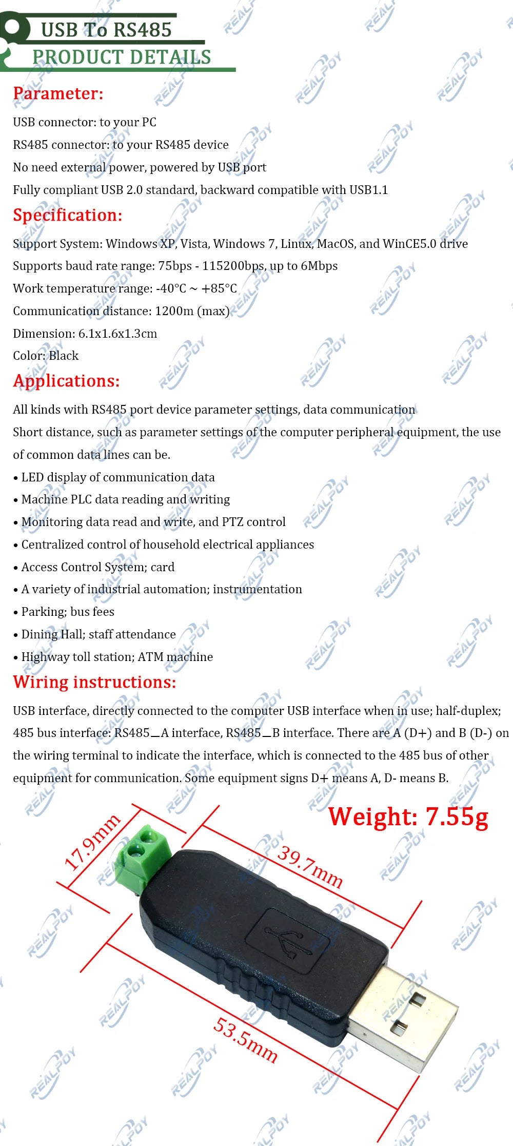 USB 2.0 to TTL RS485 Serial Converter Adapter FTDI Module FT232RL Double Function Protection TTL Turn RS - 485 MAX485 RS485