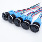 16mm 19mm 22mm Black On Off Metal Button Switch Car Power Start Stop Led Light Waterproof Reset Latching With Socket 5V 12V 220V