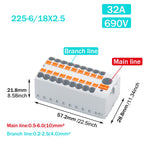 1PCS Wire Electrical Connectors PTFIX 2.5mm Wire Merging And Branching Device Push-in Terminal Block Connector Mount On Din Rail