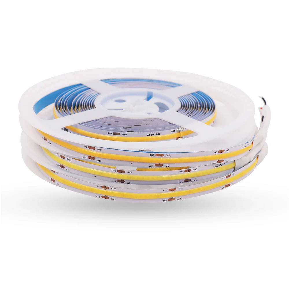 DC 12V 24V COB Strip 320Leds/M High Density RA90 White Pink Yellow Ice Blue Red Green Flexible Ribbon Rope LED Light