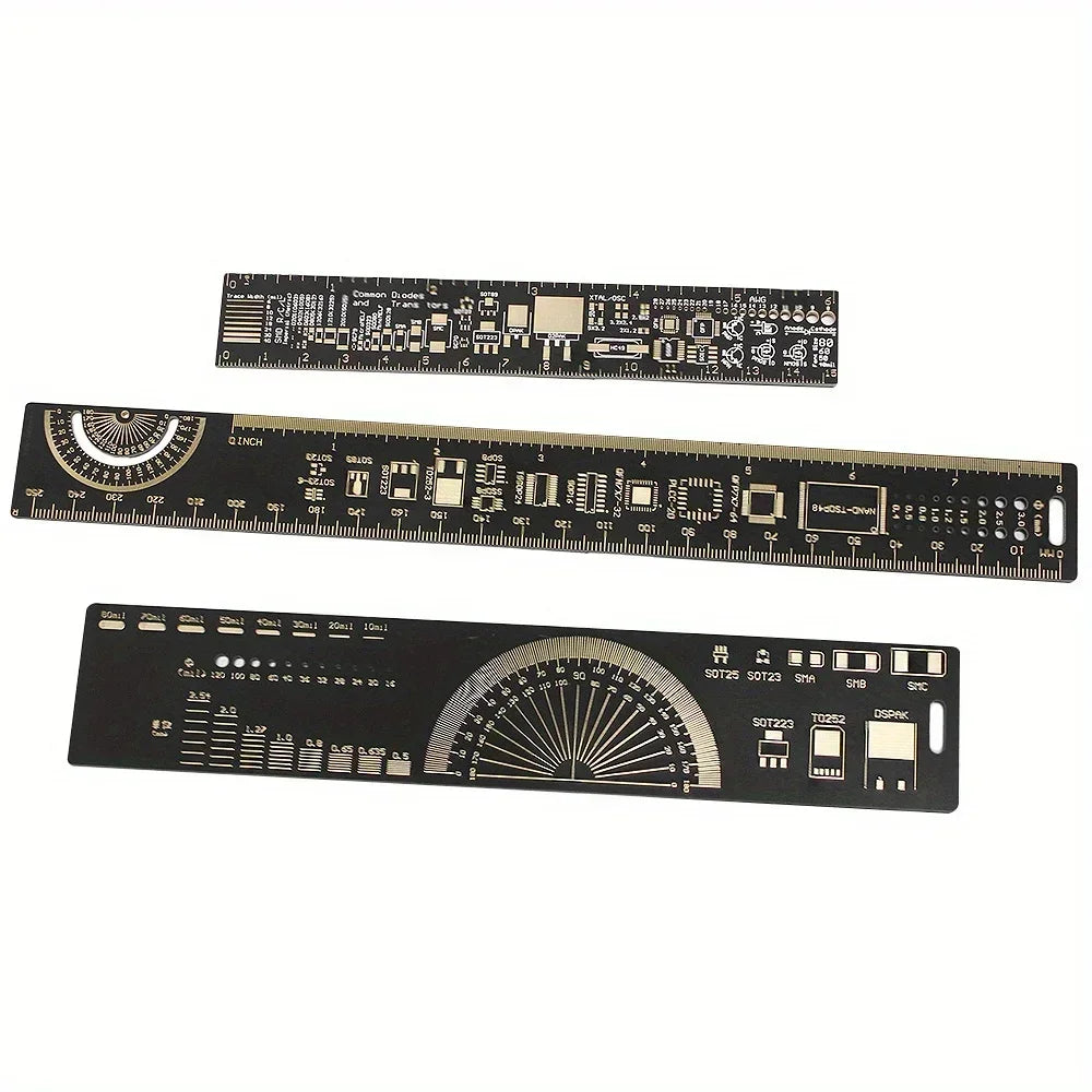 3 Size PCB Ruler Set 15cm/20cm/25cm Multi-functional Measuring Tool for SMD Components Capacitor Chip IC SMD Diode for Arduino