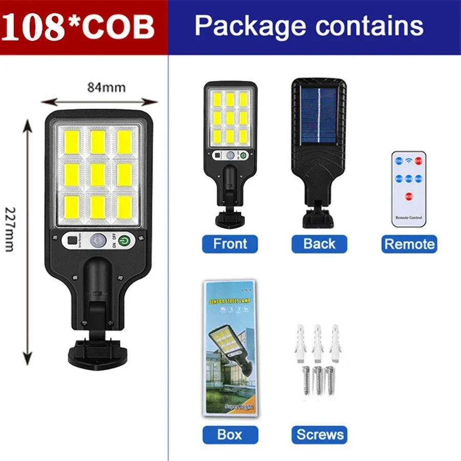 1~4Pack Solar Lights Outdoor 3 Modes 200COB Waterproof Street Lamp Motion Sensor Security Lighting for Garden Patio Path Yard