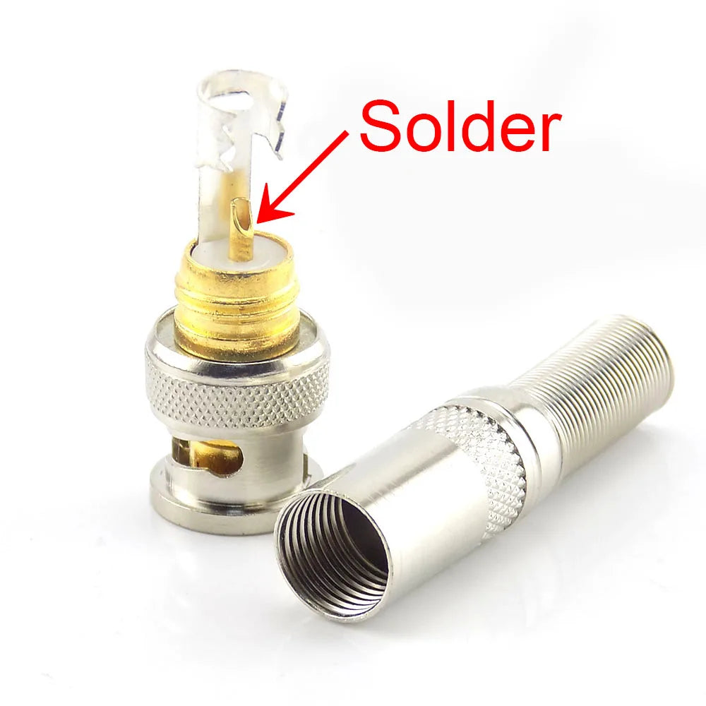 2/5/10pcs BNC Male Connector Solder Jack Copper Pin Coaxial Twist-on Adapter for CCTV Camera Surveillance Kit System C5