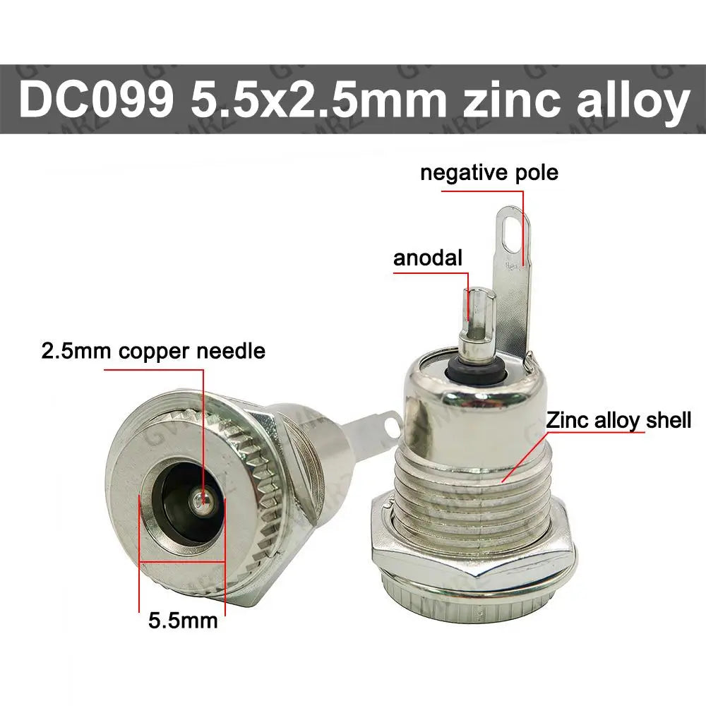 5PCS 5.5x2.1mm/5.5mm x 2.5mm DC099 Metal DC Power Male Plug Jack Connector with Spring DC-099 Yellow Head 5.5*2.1/5.5*2.5 DC099