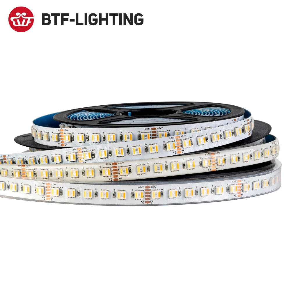 12V 24V 5050 RGBCCT 5 in 1 LED Light 5m 96 Leds/m 6pin RGBW RGBCW RGBWW RGB WW CW 2700K-6500K Strip Lights Black White PCB Tape