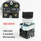 XB2-BD21 BD25 BD33 BD53 BD73 1NO/2NO/1NO1NC 2/3 position Latching self-locking selector push button switch Momentary self-Reset