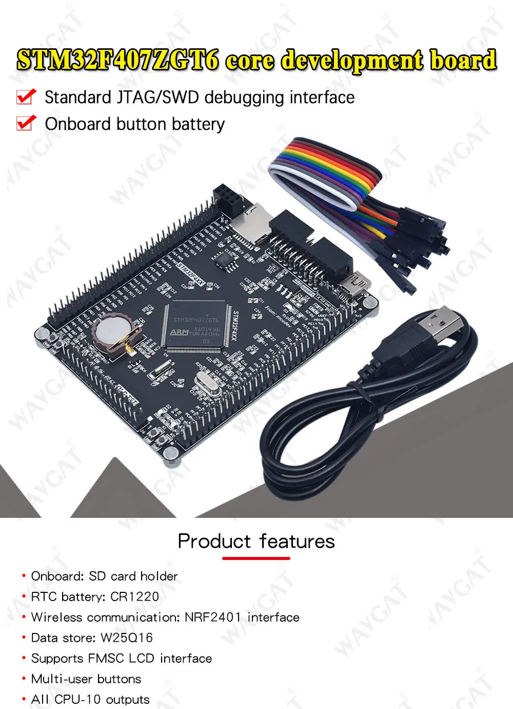STM32F407ZET6 STM32F407ZGT6  STM32 System ARM Core Board Development Board F407 Cortex-M4 Single-Chip Learning Board WAVGAT