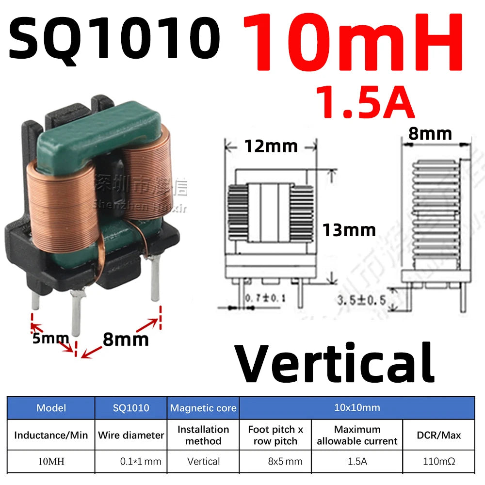 2pcs Flat Copper Wire EMI Filter Inductor Common Mode Square Ferrite Core Magnetic Coil 5mH 10mH 15mH 20mH 25mH 28mH SQ2418