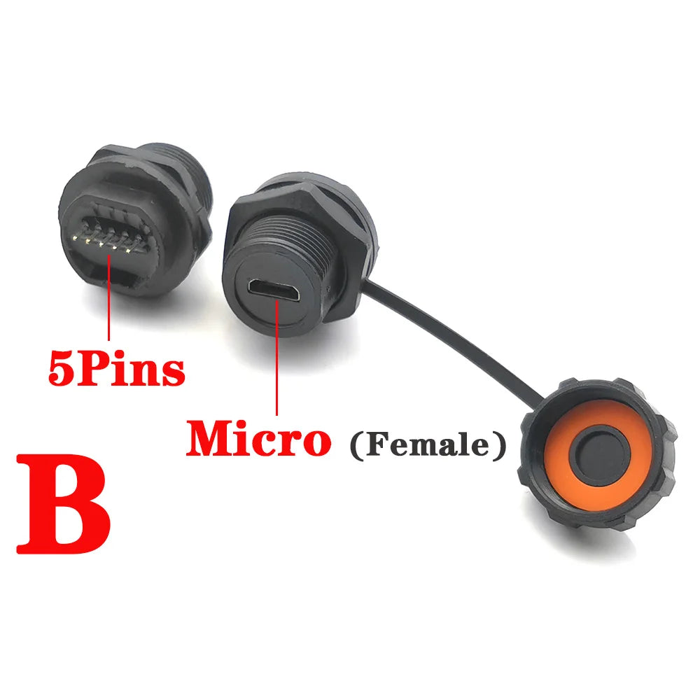 New D Type Chassis Connector USB Micro Type C HDMI-compatible Female to Female Converter Panel Mount DIY Jack with Dust Cover