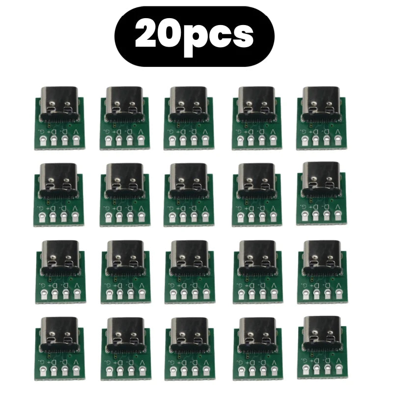 USB 3.1 Type-C 16-Pin Test Breakout Board 2.54mm Pitch for Arduino Raspberry Pi ESP32 Diagnosis Data Cable Prototyping DIY