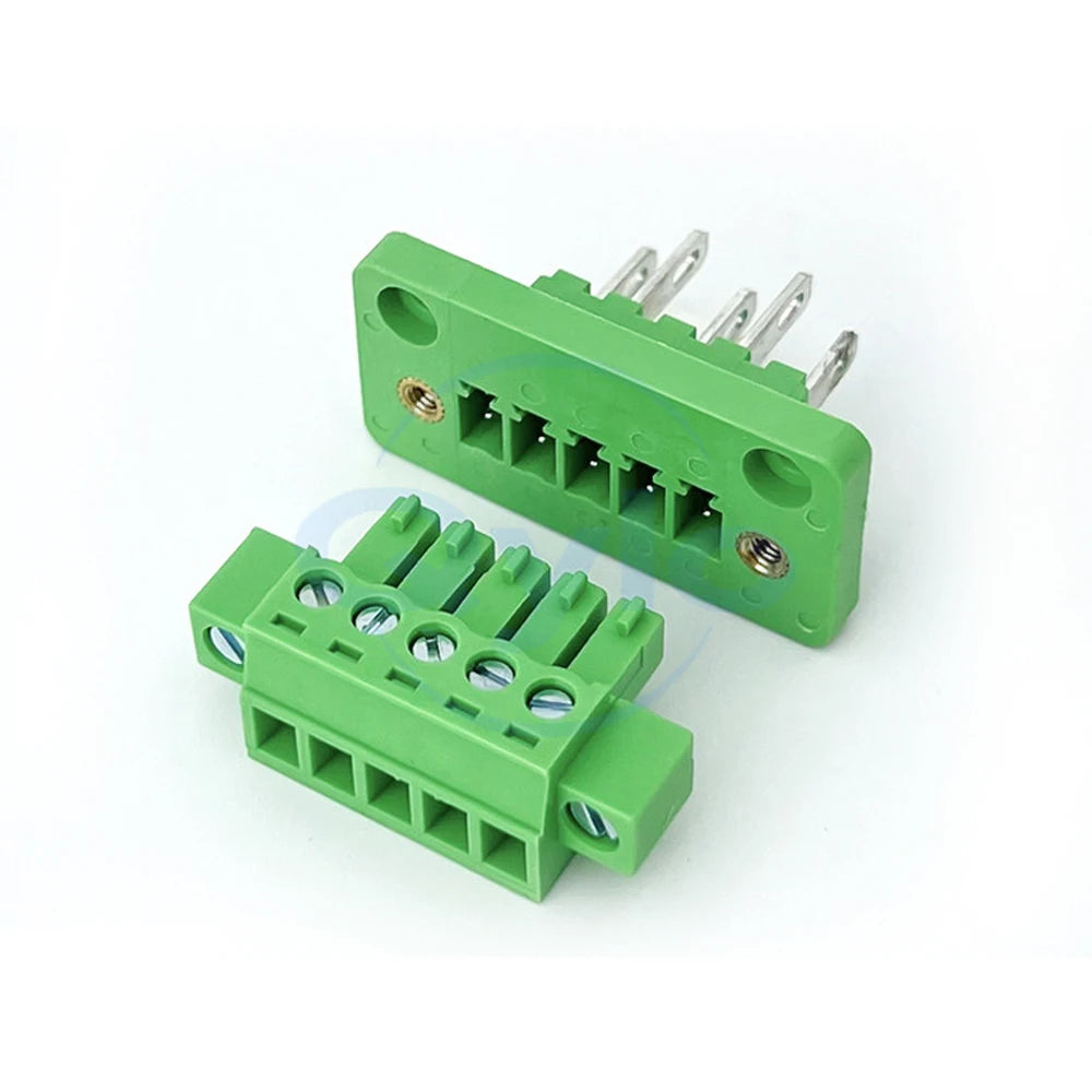 (1 pcs) 2EDGWB - 3.5mm 3.81mm Wall-Mounted Fixed Plug-in Terminal Block with Lugs KF 15EDGAM/KM Complete Set 3.5 3.81 2~24P