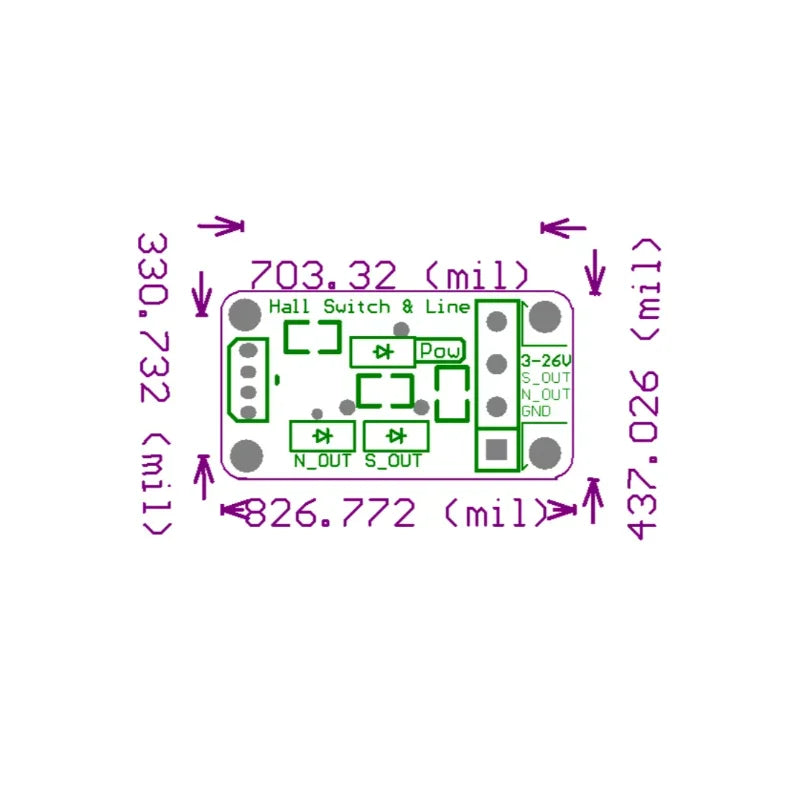 Dual output Hall sensor switch module can identify the magnet polarity count and measure the number WSH231