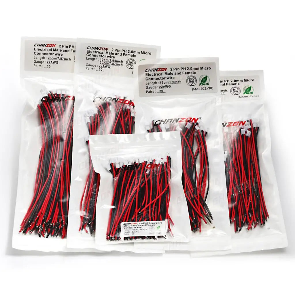 22AWG PH 2mm Connector Cable for JST PH2.0 2.0mm 2 Pin Adapter JST-PH 2Pin Micro Battery Male Female Connect Plug RC Extension