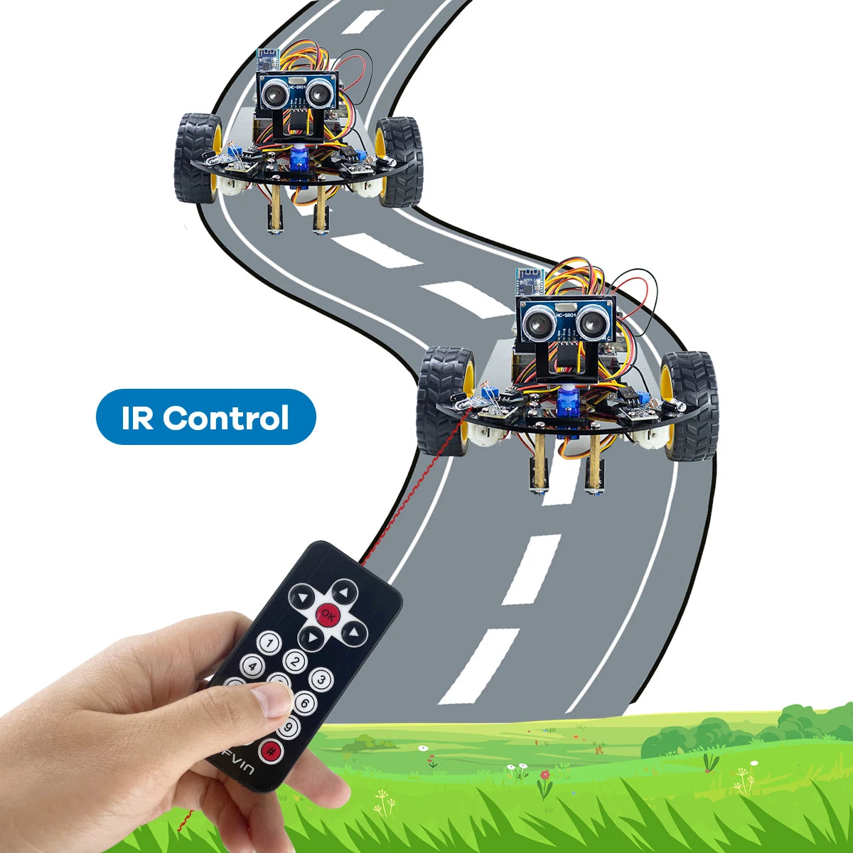 LAFVIN Smart Robot Car for Arduino 2WD Chassis Robot Car Kit With Ultrasonic Module, L298N Driver Board, Remote, IR Control