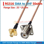 Kit Set PL259 SO239 SL16 UHF Female Flange to SMA RP-SMA RP SMA Male Female 90 Degree 4 Hole 25 * 25mm Pigtail Jumper RG316 Cabl