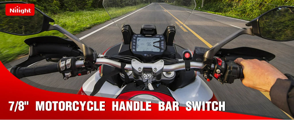 Nilight Motorcycle Handlebar Switch Plug and Play 12V ATV Light Push Button Waterproof ON Off Switches for UTV Driving Lights- Fits 7/8" Handlebars (22mm)
