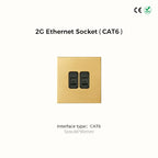 Avoir Metal Panel Toggle Switch 2 Way Gold Copper Lever Wall Power Socket European Plug Usb Type C Charging Port Lighting Dimmer