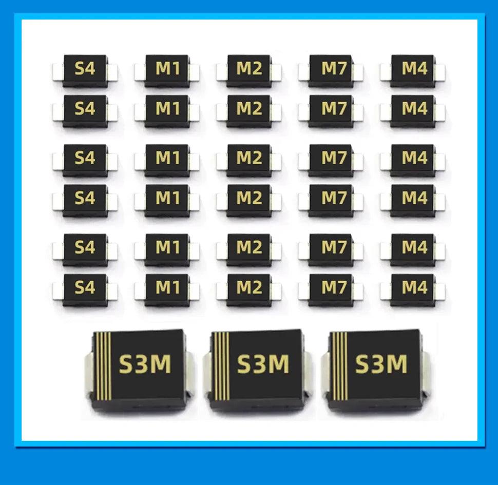 20PCS M1 M2 M4 M7 S4 SMA 1A 1N4001 4002 4004 4007 SS12 SS310 RS1M RS2M ES1D ES1J US1M SMD Schottky Rectifier Diode DO-214AC